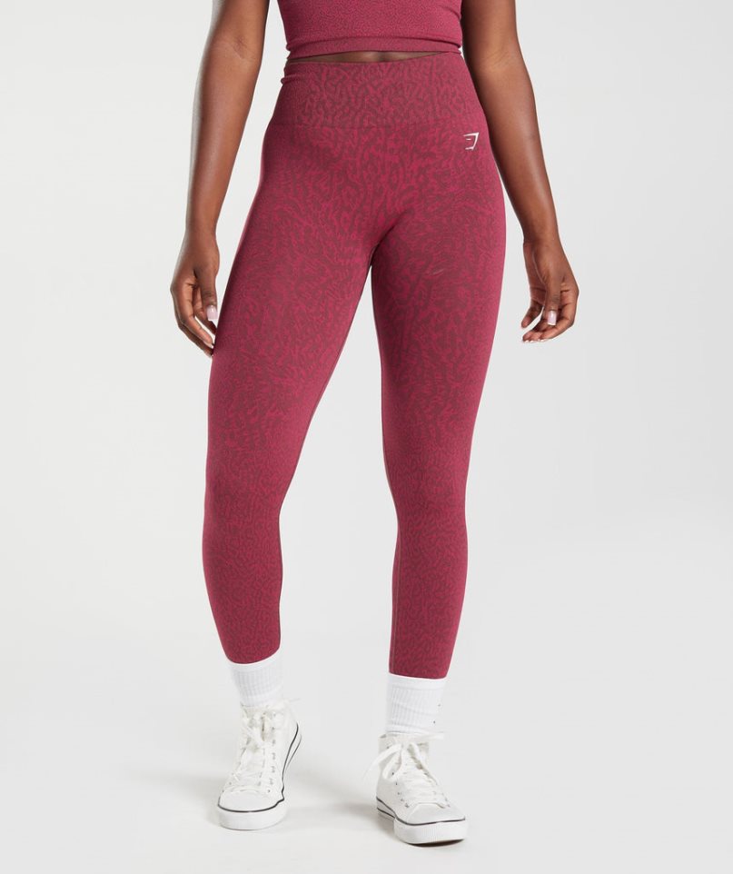 Women\'s Gymshark Adapt Animal Seamless Leggings Red | NZ 1IRDPT